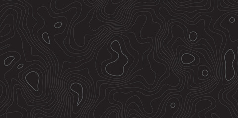 "Abstract dark topographic background featuring smooth contour lines on a black surface. Ideal for maps, technology themes, modern designs, digital interfaces, and futuristic creative projects"
