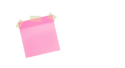 Isolated Pink Sticky Note with Adhesive Tape on Transparent Background