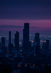 Fototapeta premium Urban Night Silhouette with Towering Skyscrapers