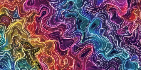 Fototapeta premium Intricate Thin Lines Pattern Multiple Colors Abstract Geometric Design Art Texture