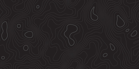 "Abstract dark topographic background featuring smooth contour lines on a black surface. Ideal for maps, technology themes, modern designs, digital interfaces, and futuristic creative projects"