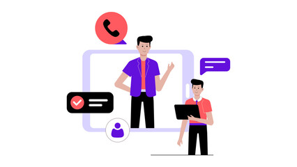 support agent handling multilingual customer support flat vector illustration