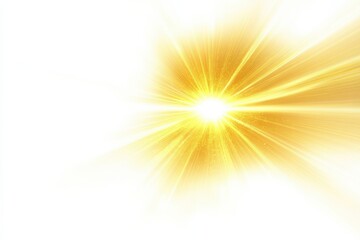 Obraz premium A radiating burst of golden light symbolizes hope and energy with bright glow in white background. Generative Ai