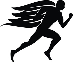 Running Man Silhouette Vector | Athlete Speed Motion Clipart Design