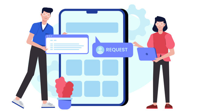 product team handling user feature requests flat vector illustration
