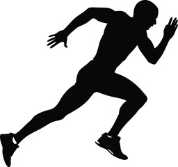 Running Man Silhouette Vector | Athlete Speed Motion Clipart Design