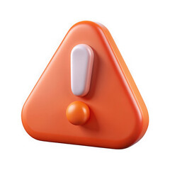 Orange warning triangle with exclamation mark isolated on a transparent background warning sign