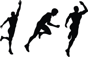 Sprinter Silhouette Vector Set | Running Athlete Clipart in Motion Poses