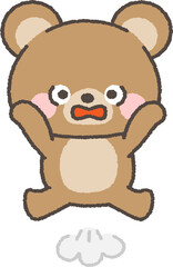 驚いて飛び上がるクマ
