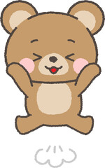 喜んで跳び上がるクマ