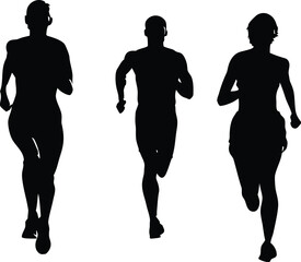 Sprinter Silhouette Vector Set | Running Athlete Clipart in Motion Poses