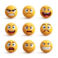 Fototapeta premium Emoji reactions vector set with animation readiness