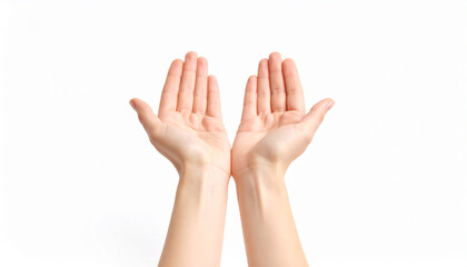 Obraz premium Close-up of hand gestures against a isolated on a white background.