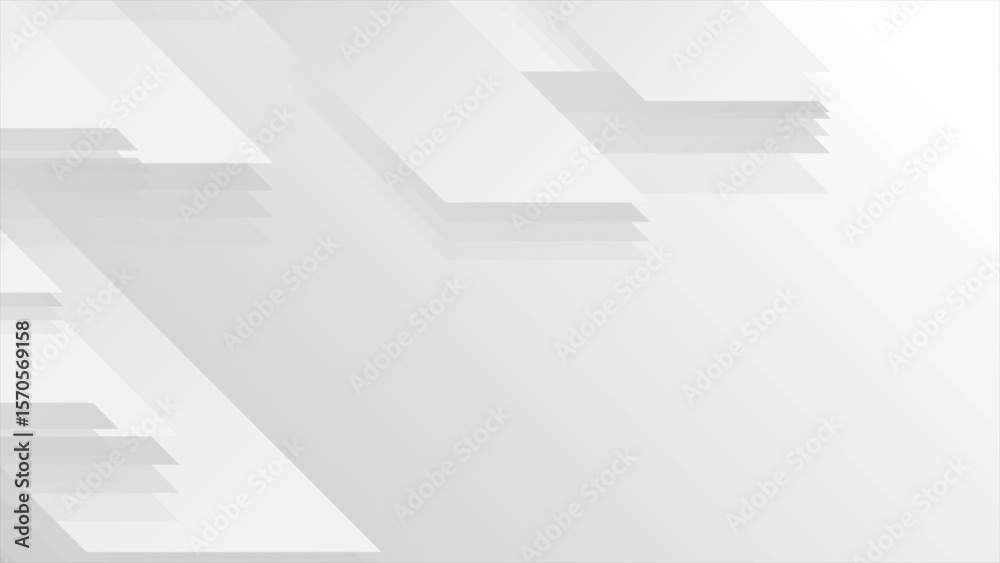 Poster Grey white geometric tech abstract minimal background