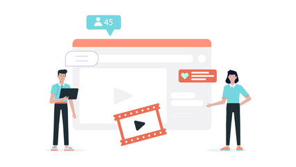 Two people presenting a video online, suitable for business presentations, webinars, online meetings, education, training sessions, and promotional videos.