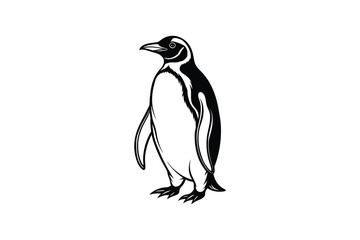 Obraz premium Elegant Black and White Penguin Illustration on a Clean White Background