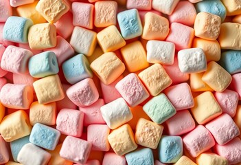 Close-up of colorful mini marshmallows forming a textured background, background, colorful