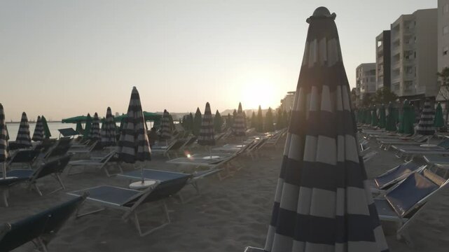 Durres beach at sunset in Albania. - June 15, 2025