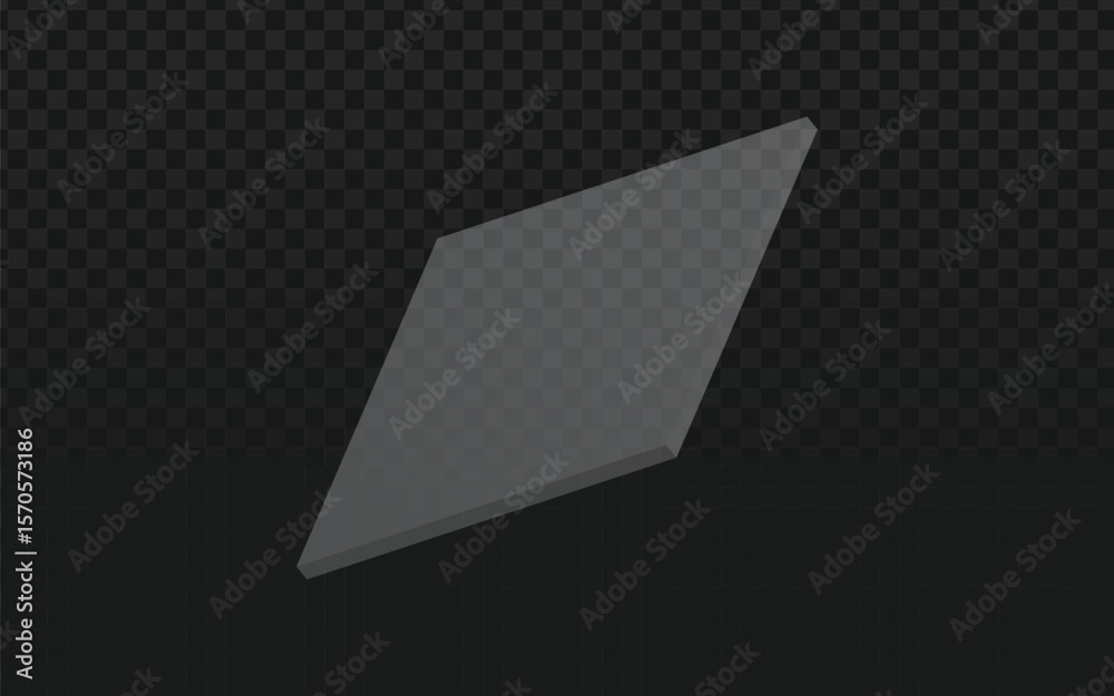 Fototapete abstract 3d rendered dark grey rhombus floating on a transparent background, offering a minimalist g