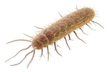 bacteria with flagella closeup