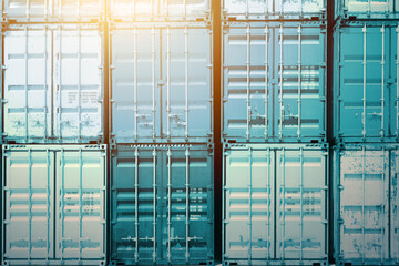 Stacked of Shipping Cargo Containers. Handling of Logistic Transportation Industry. Cargo Container ships, Global Business Shipping Import-Export. Warehouse Port. Logistics Transport.