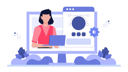 Remote worker syncing tasks across devices flat vector illustration