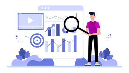 Digital marketing team planning influencer outreach flat vector illustration