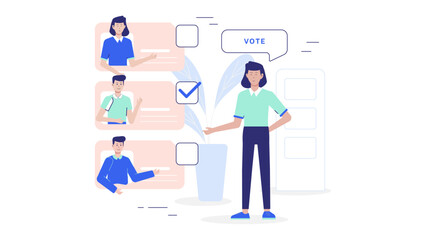 Employees voting on new company policies flat vector illustration