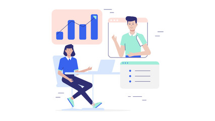 HR manager creating onboarding checklist flat vector illustration