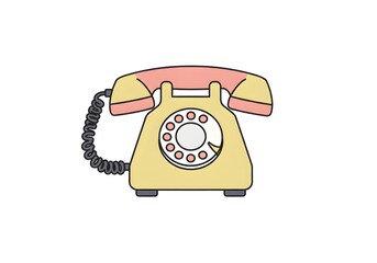 Pastel rotary telephone illustration retro communication technology