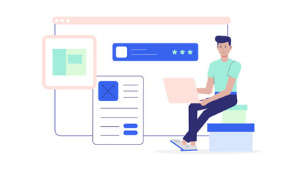 Product owner managing sprint backlog flat vector illustration