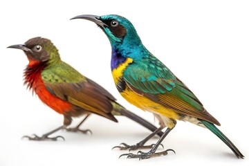 Obraz premium Two birds are standing next to each other