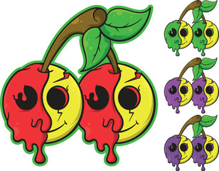 Melting Smile Cherry Fruit Illustration Vector
