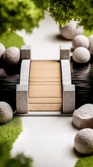 Miniature Zen Garden Bridge and Stones
