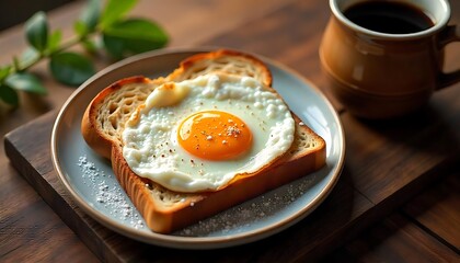 Rustic Breakfast Flatlay &ndash; Toast with Egg and Coffee in Morning Light

Cozy Farmhouse Breakfast &ndash; Toast, Fried Egg & Sugar with Coffee Flatlay

Warm Rustic Breakfast Scene &ndash; Egg on Toast with Coffee a