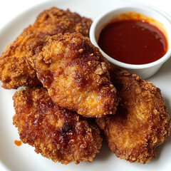 Crispy fried chicken tenders recipe with dipping sauce homemade delicious meal idea