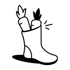 A hand drawn style icon showing farming shoe  
