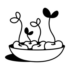 A hand drawn style icon representing bean sprouts  
