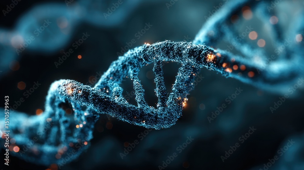 Fototapete visual display captures a glowing digital representation of a dna double helix, enriched with binary