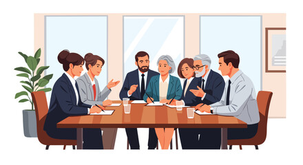 Diverse Business Professionals Holding a Strategic Corporate Meeting in a Modern Office Setting