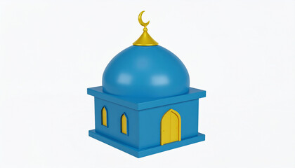 3D Render of Mosque Dome Architectural Detail on Clean White Background