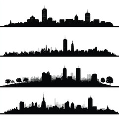 Fototapeta premium boston city skyline silhouette set, Black & White silhouette set 