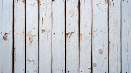 Fototapeta premium Textured Wooden Plank Wall with Peeling Paint and Rustic Weathered Finish for Background Use