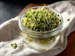 microgreens in a glass jar