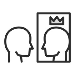 Self Esteem Icon Mirror Reflection Crown Confidence Narcissism Psychology Identity Isolated