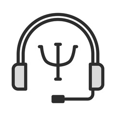 Headphone Psi Symbol Digital Online Psychology Icon Mental Support