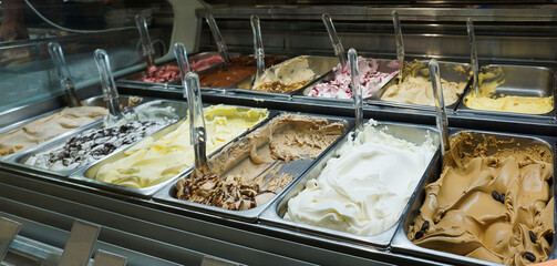 Different flavors of italian ice cream at Italy