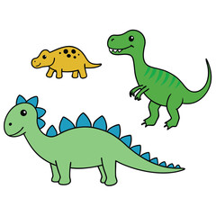 Cute Cartoon Dinosaurs Character Illustrations