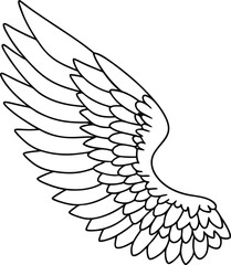 Elegant feathered wing outline black and white avian