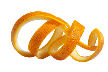 Spiral orange peel isolated on transparent backgrou
